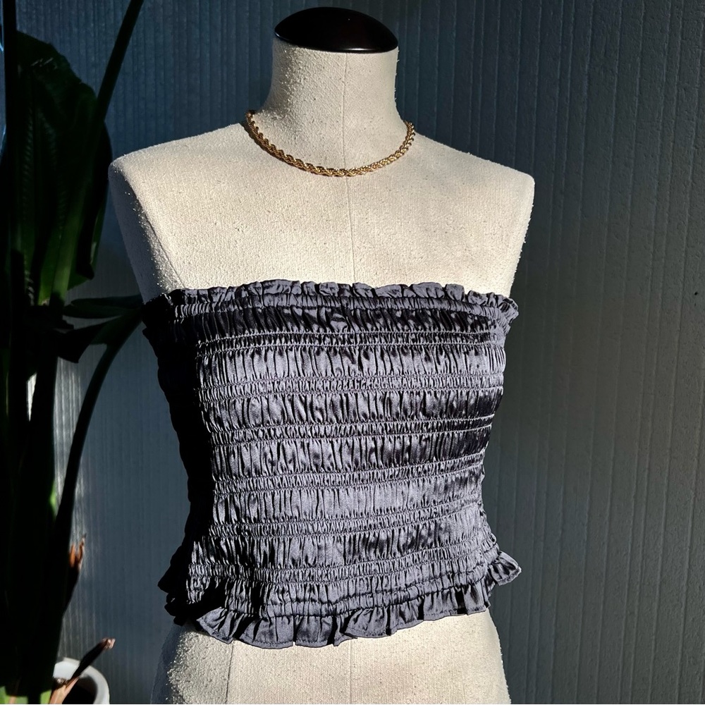 Free People Women's Grey/Blue Crop-top Size small new